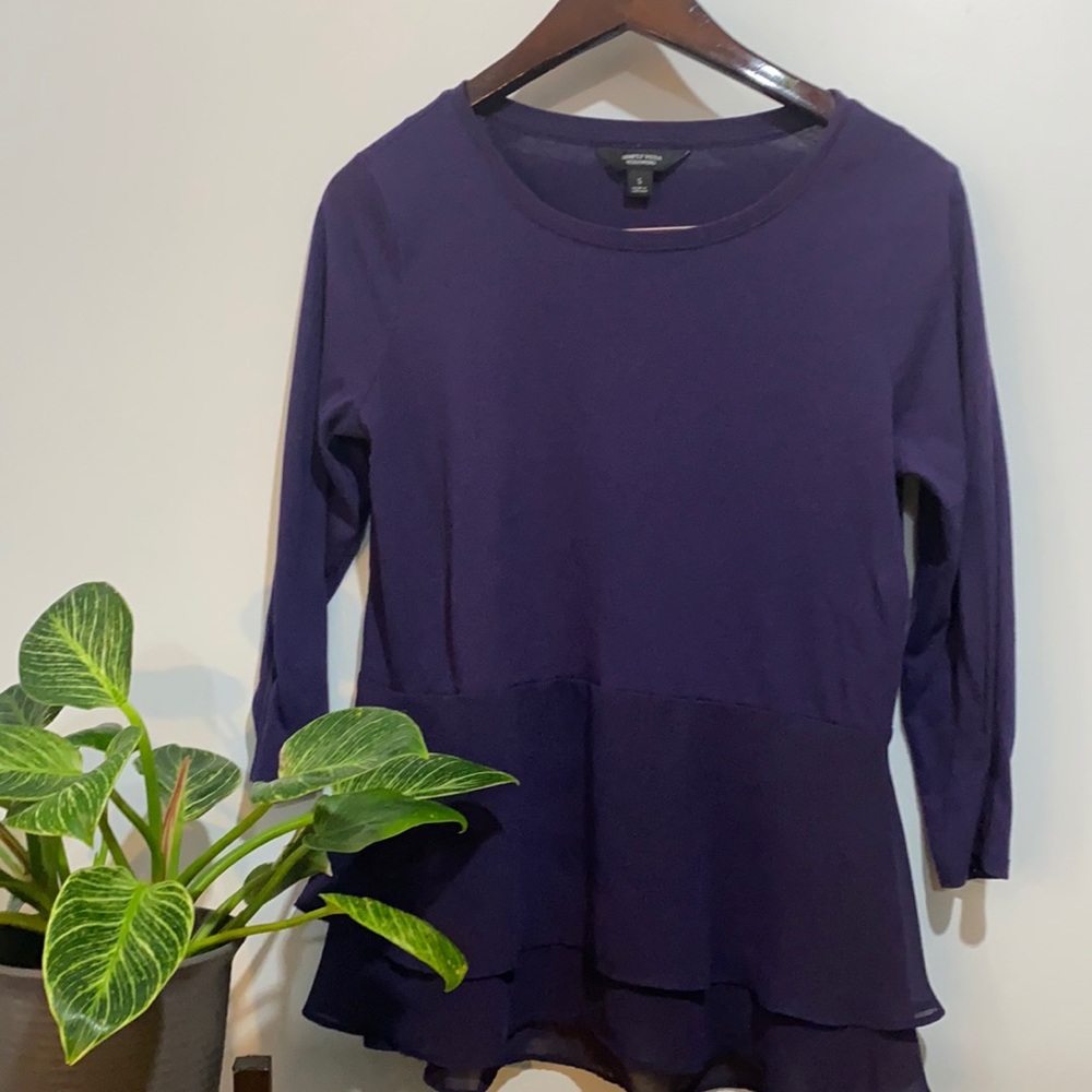 Simply Vera Purple Chiffon Peplum Hem Top